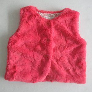Baby Size 6-12m Faux Fur Vest Fully lined, by Pumpkin Patch Coral Pink